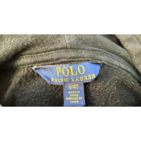 Polo Ralph Lauren size 4/4T black hooded jacket front zipper two side pockets - Picture 4 of 8
